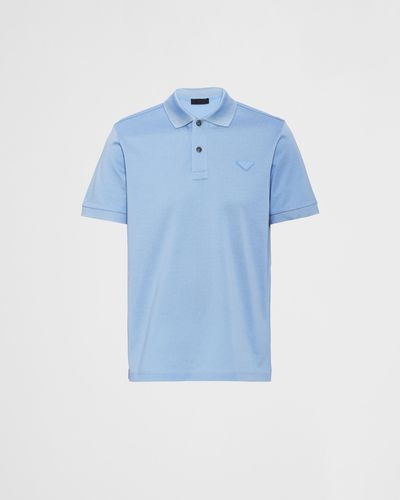 Prada Poloshirt Aus Piqué - Blau
