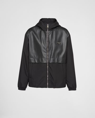 Prada Silk And Leather Blouson Jacket - Black