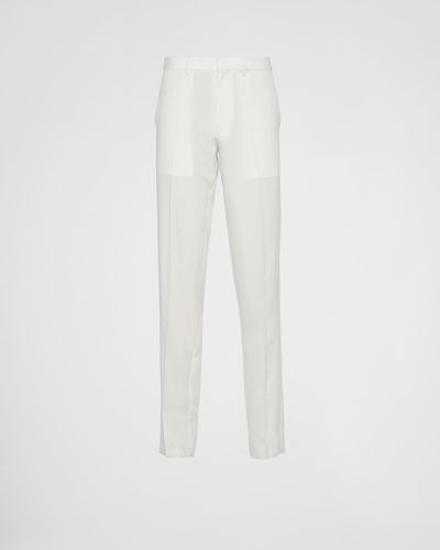 Prada Pantalon En Soie - Blanc