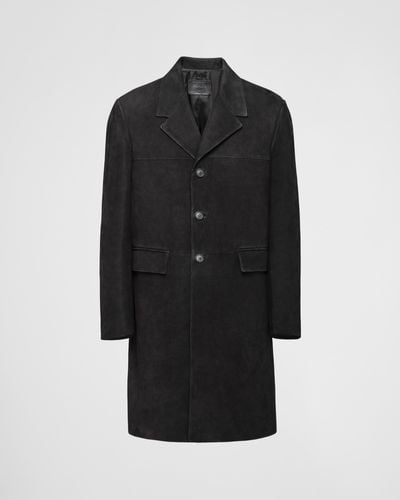 Prada Suede Coat - Black