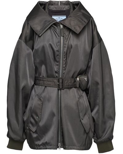 Prada Hooded Re-nylon Raincoat - Grey