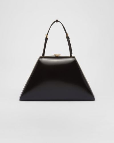 Prada Medium Brushed Leather Handbag - Black
