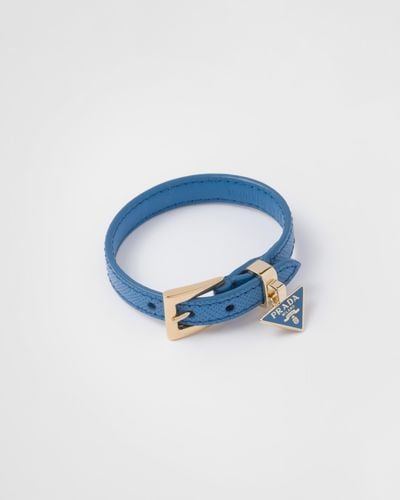 Prada Bracelet En Cuir Saffiano - Bleu