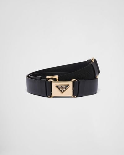 Prada Leather Triangle Belt - Black