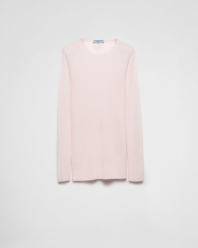 Prada Cashmere And Silk Crew-Neck Sweater - Pink