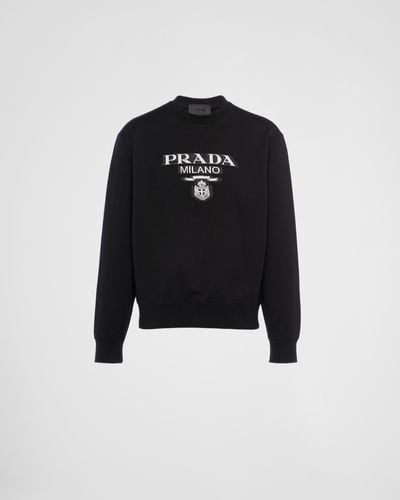 Prada Oversized Cotton Jersey Logo Sweatshirt - Black