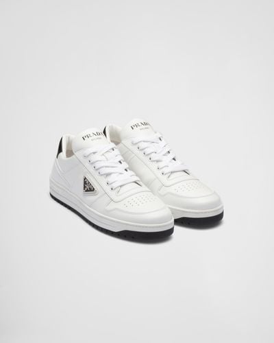 Prada Downtown Perforated Leather Sneakers - White