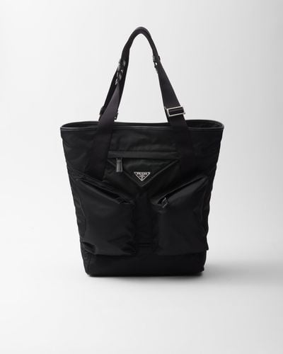 Prada Re-Nylon And Leather Tote Bag - Black