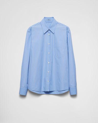 Prada Striped Poplin Shirt - Blue