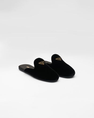 Prada Velvet Slippers - Black