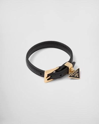Prada Bracelet En Cuir Saffiano - Noir