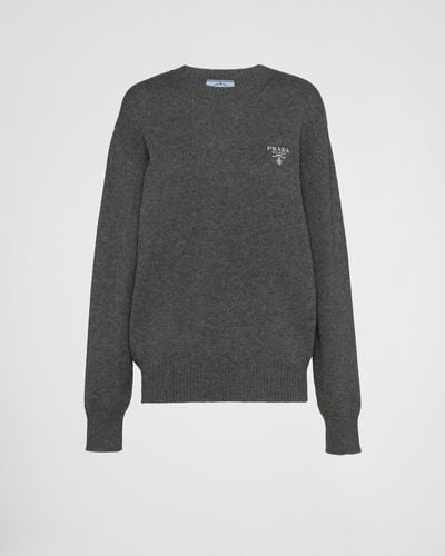 Prada Cashmere Crew-Neck Sweater - Gray