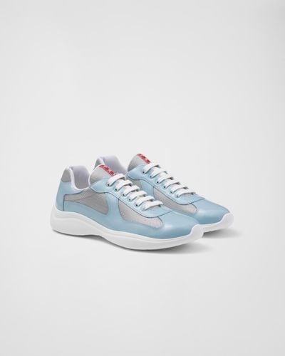 Prada America'S Cup Patent Leather And Bike Fabric Sneakers - Blue