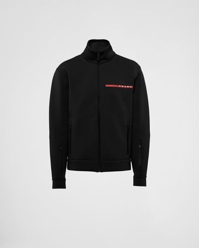 Prada Recycled Double Jersey Zip-up Sweatshirt - Black