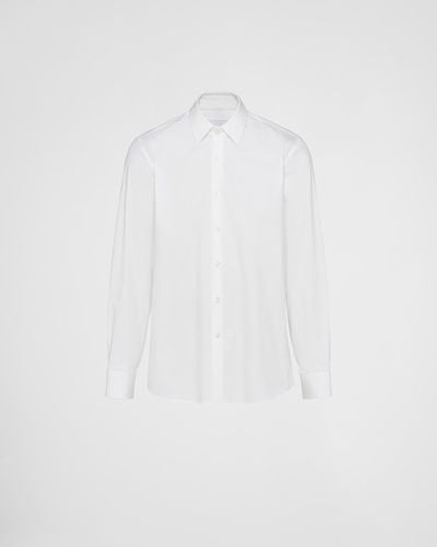 Prada Camicia In Cotone Stretch - Bianco