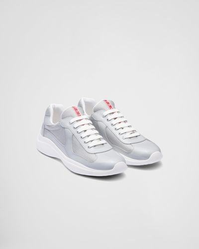 Prada Patent Leather And Technical Fabric America'S Cup Sneakers - White