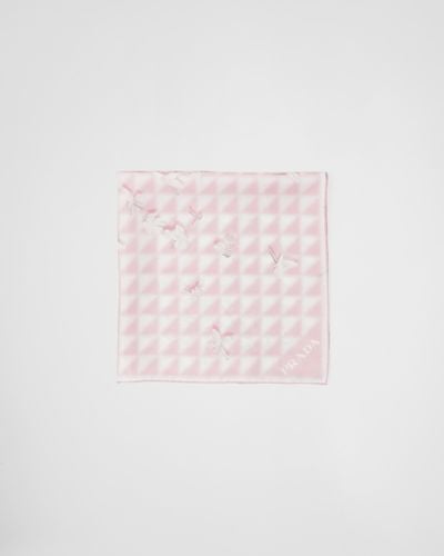 Prada Printed Twill Scarf - Pink