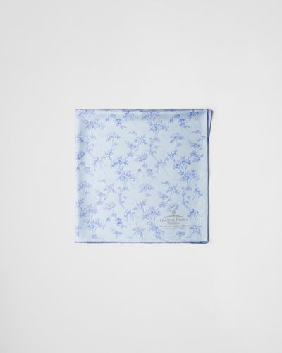 Prada Printed Silk Twill Scarf - Blue