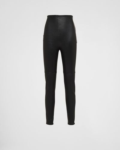 Prada Stretch Nappa Leather Pants - Black