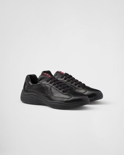 Prada America'S Cup Nappa Leather Sneakers - Black