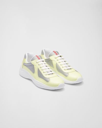 Prada America's Cup Patent Leather And Bike Fabric Sneakers - White