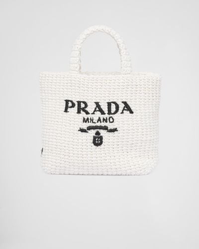 Prada Small Crochet Tote Bag - White