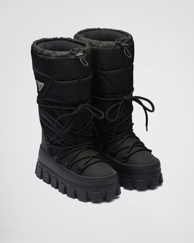 Prada Nylon Gabardine Moon Boots - Black