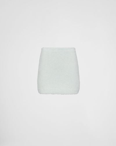 Prada Shetland Wool Miniskirt - White