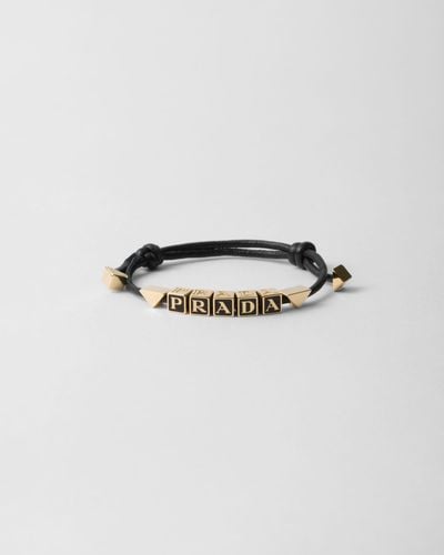 Prada Bracelet En Cuir Nappa - Noir