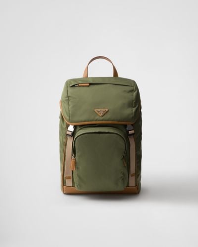 Prada Re-Nylon And Leather Backpack - Green