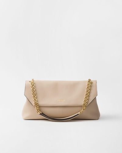 Prada Medium Leather Shoulder Bag - Natural