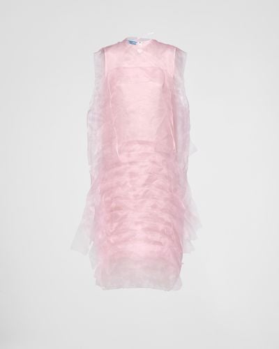 Prada Kleid Aus Technischem Voile - Pink