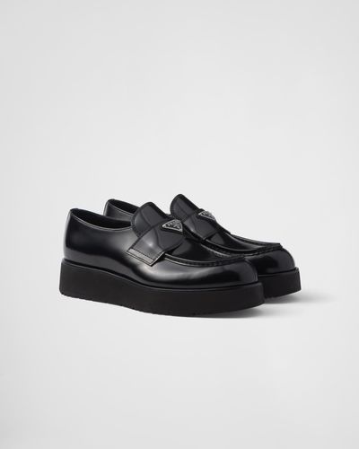 Prada Loafer Aus Gebürstetem Leder - Schwarz