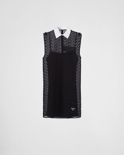 Prada Mini-dress With Shirt Collar - Black