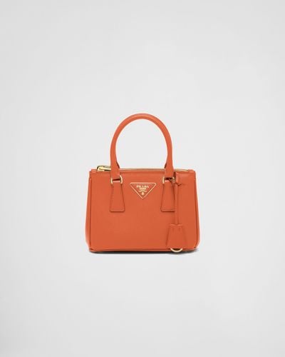 Prada Galleria Mini Bag Aus Saffiano-Leder - Orange
