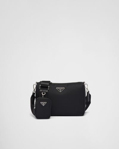 Prada Re-Nylon And Saffiano Leather Shoulder Bag - Black