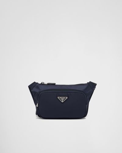 Prada Re-Nylon And Saffiano Leather Shoulder Bag - Blue