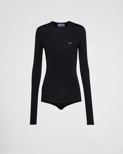 Prada Satin Jersey Bodysuit - Black