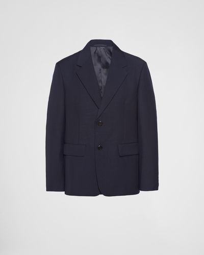 Prada Single-Breasted Wool And Mohair Jacket - Blue