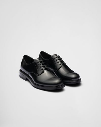 Prada Brushed Leather Lace-up Shoes - Black