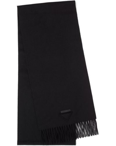 Prada Solid Color Cashmere Scarf - Black