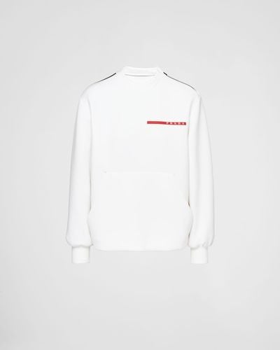 Prada Double Technical Jersey Sweatshirt With Pocket - White