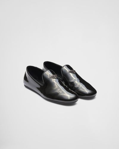 Prada Patent Leather Slip-on Shoes - Black