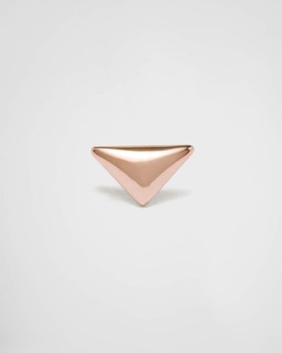 Prada Eternal Gold Nano Triangle Mono Earring In Pink Gold - White