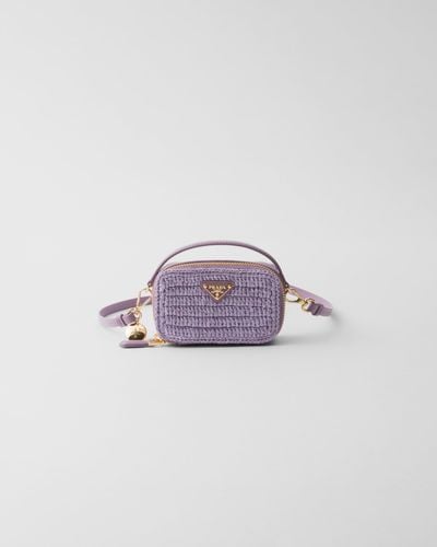 Prada Crochet And Leather Mini-Pouch - Pink