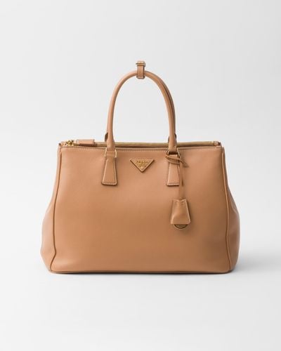 Prada Large Galleria Leather Bag - Natural