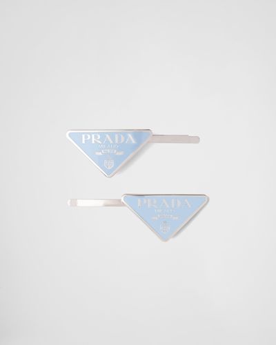 Prada Metal Hair Clips - Blue