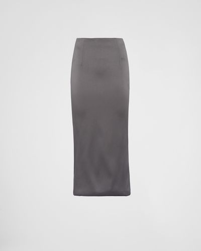 Prada Stretch Satin Midi-skirt - Gray