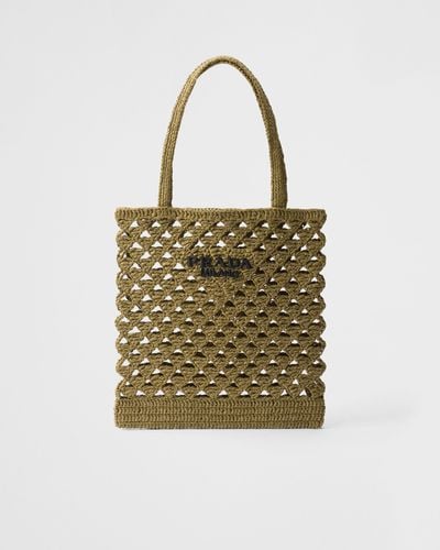 Prada Woven Fabric Crochet Tote Bag - Metallic