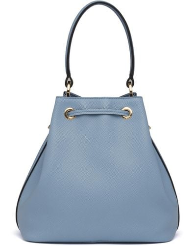 Prada Saffiano Leather Bucket Bag - Blue